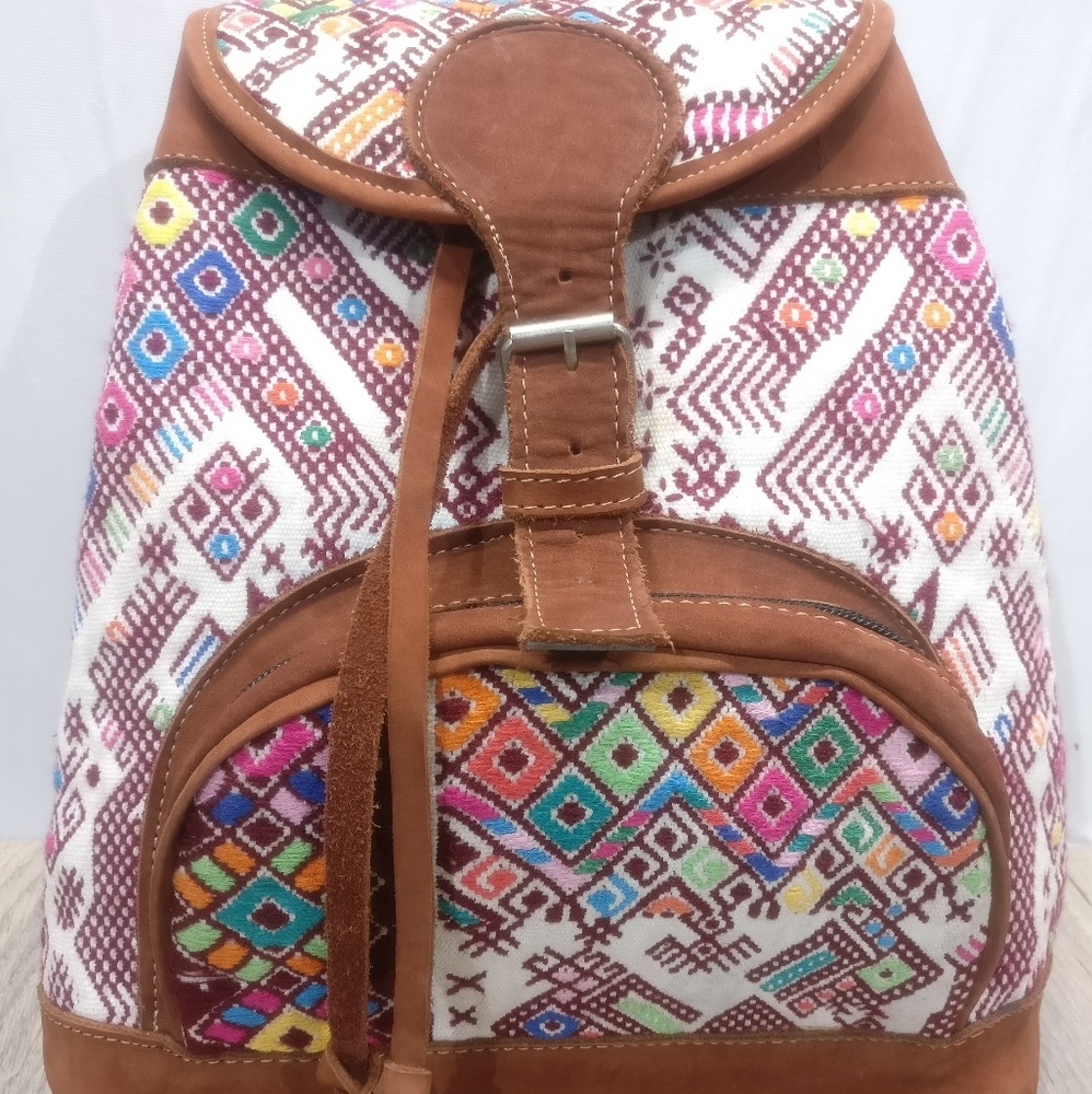 Gorgeous handmade woven & leather backpack